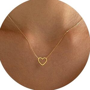 NWT 14K Gold Plated Cute Heart Necklace Handmade, Adjustable